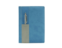 Ежедневник из комбинированных материалов с карманом из кожзаменителя для ручки на обложке
