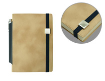 Ежедневник с вертикальным эластичным держателем, подвижным шильдом и карманом для ручки на корешке